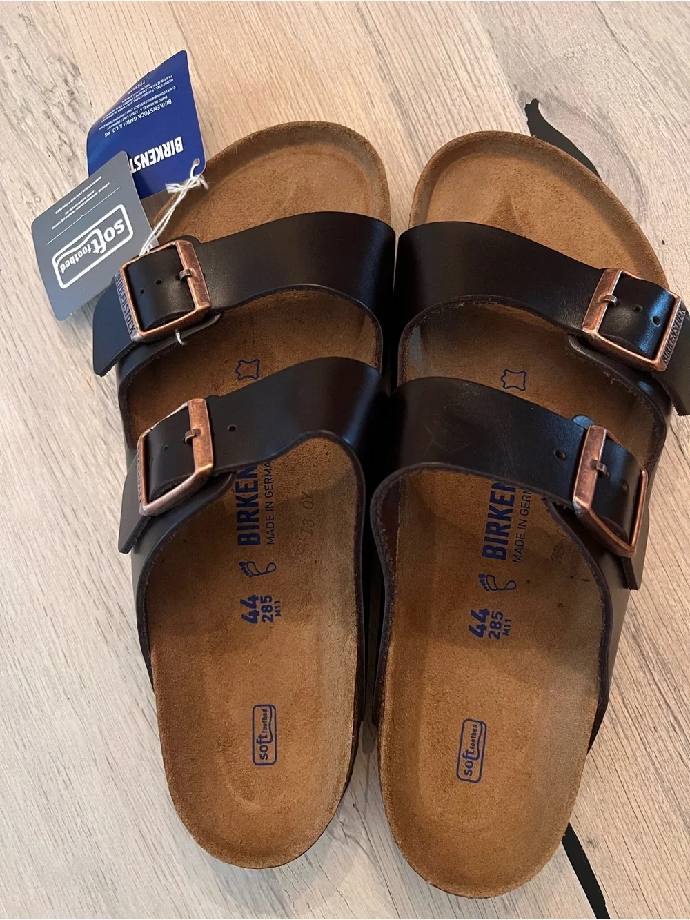 Birkenstock Arizona Soft Footbed sandals dark brown oiled leather Men Size 11
